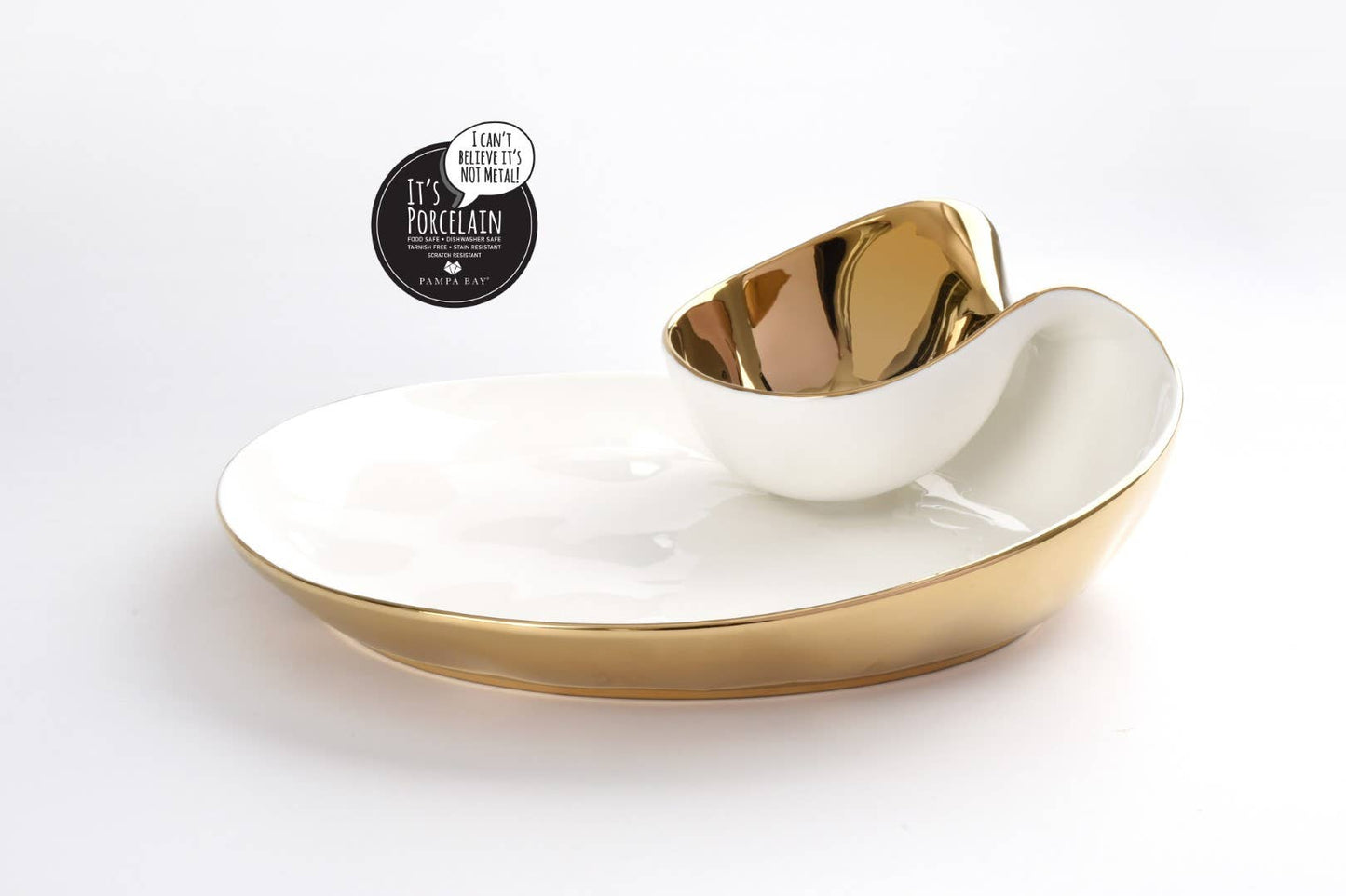 Chip & Dip Set Gold Trim