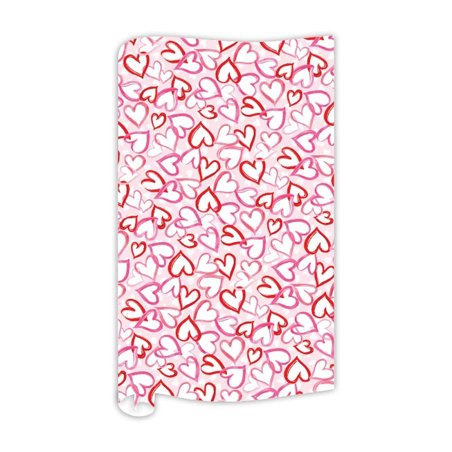 Handpainted Red and Pink Hearts Wrap paper 5 ft RB