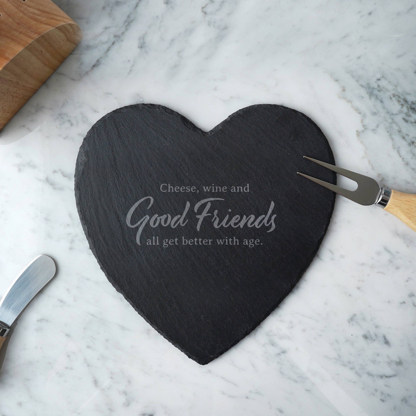 Cheese, Wine and Good....... - Heart Slate Cheeseboard