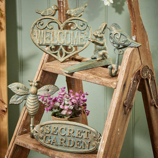Wrought Iron Verdigris Hare Door Wedge