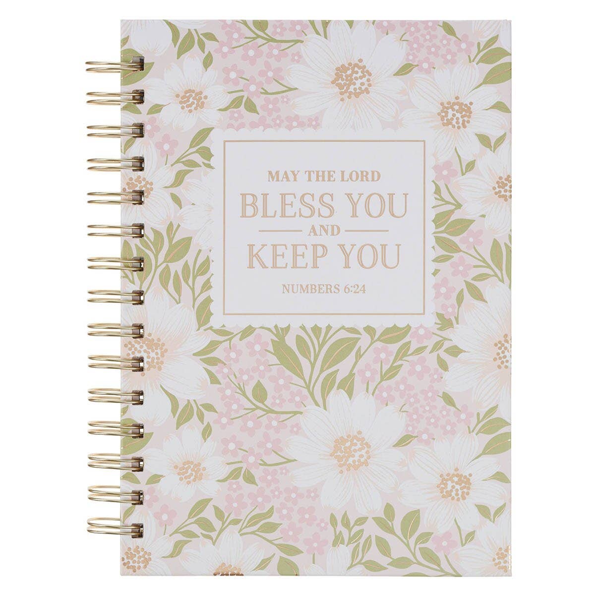 Christian Art Gifts - Journal Spiral Pink Floral Bless You And Keep You Num. 6:24