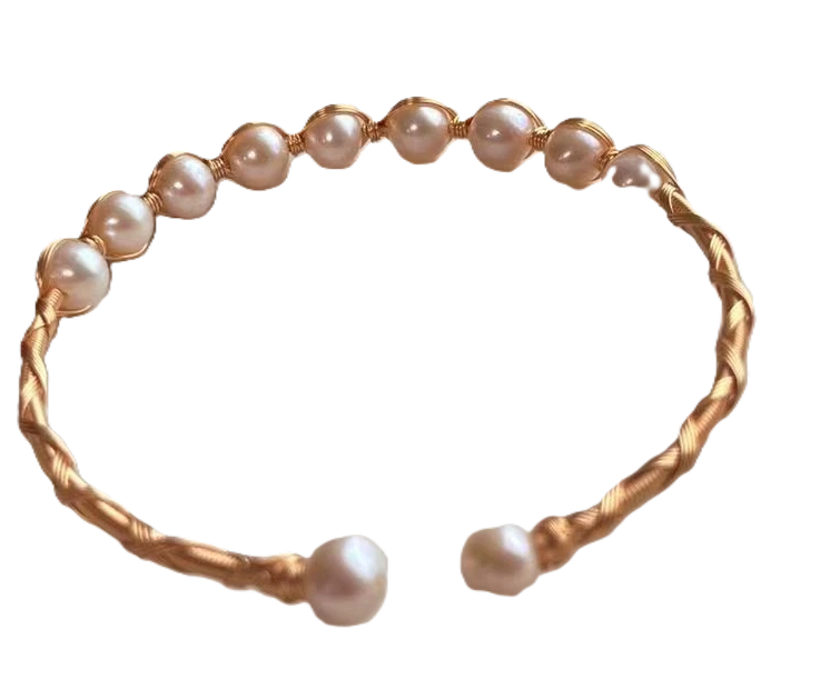 Gold wrap freshwater pearl bracelet