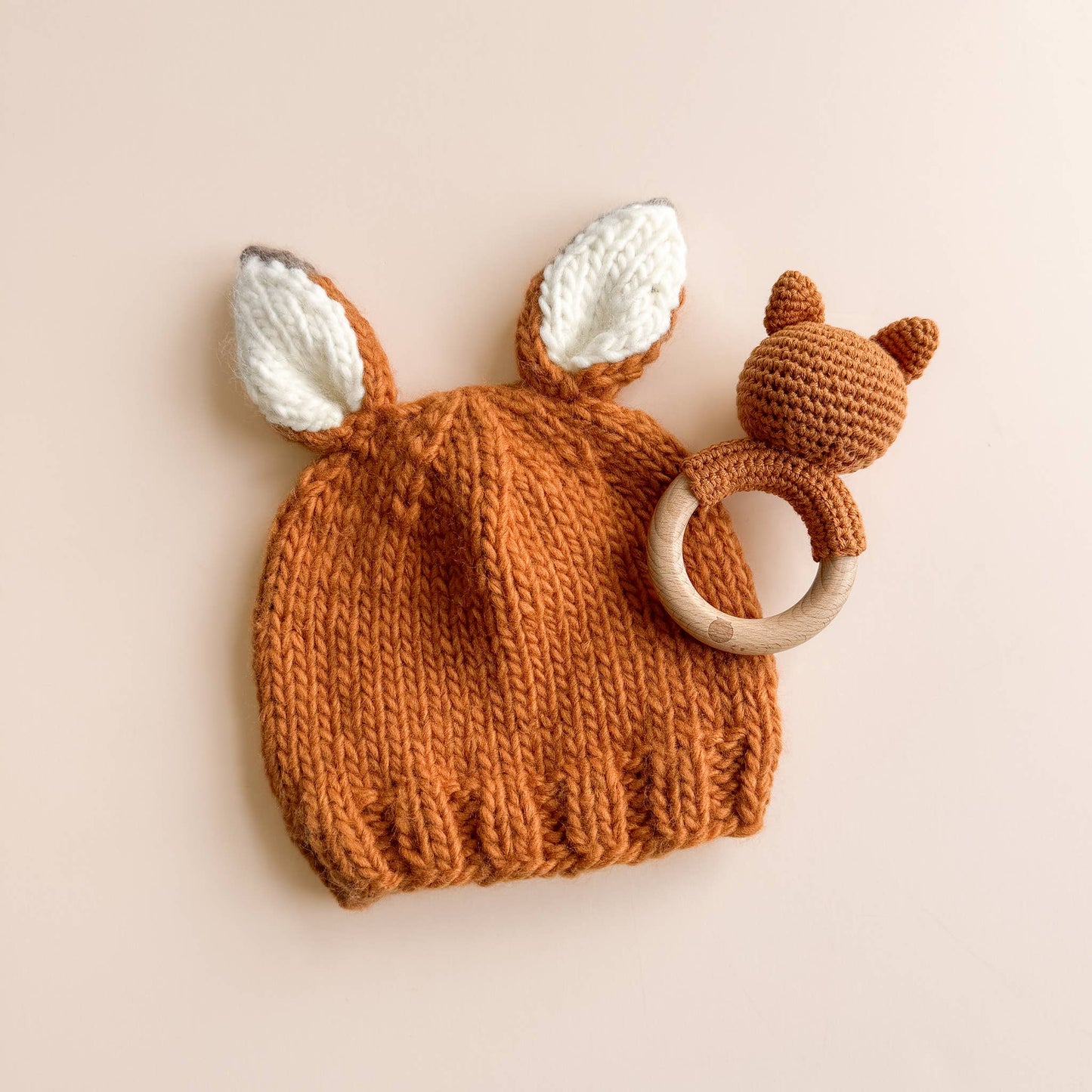 Cotton Rattle Teether Fox Clay Baby Gift Crochet Spring