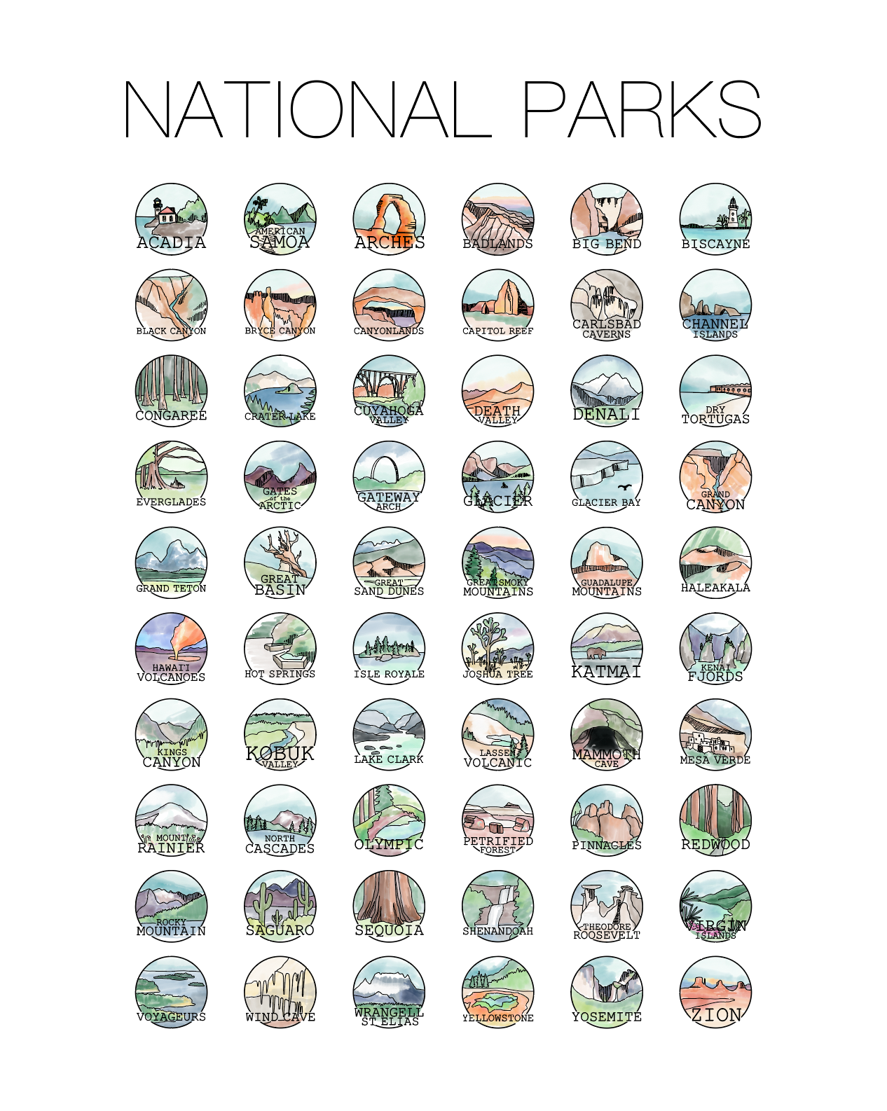 63 National Parks Scratch Off Bucket List