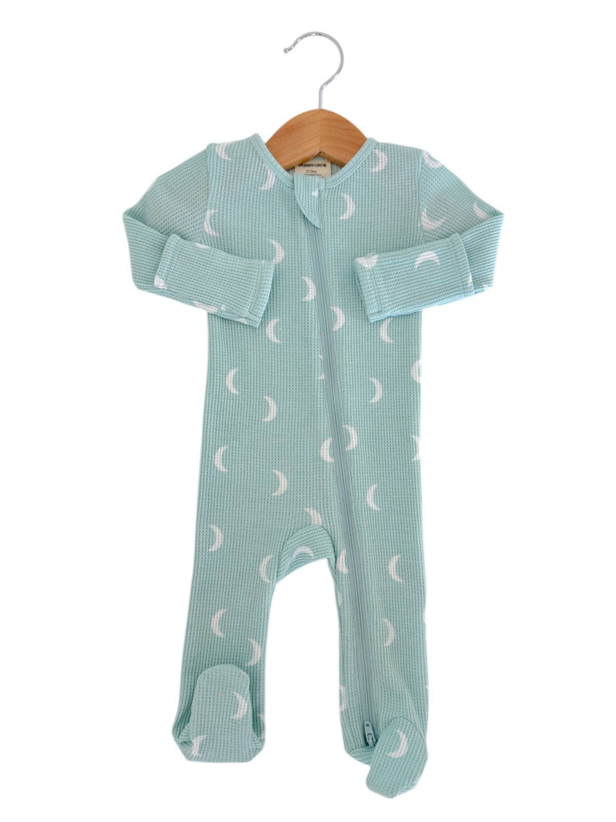 Organic Waffle 2-Way Zip Footie, Light Blue Moon: 3 - 6 mo.