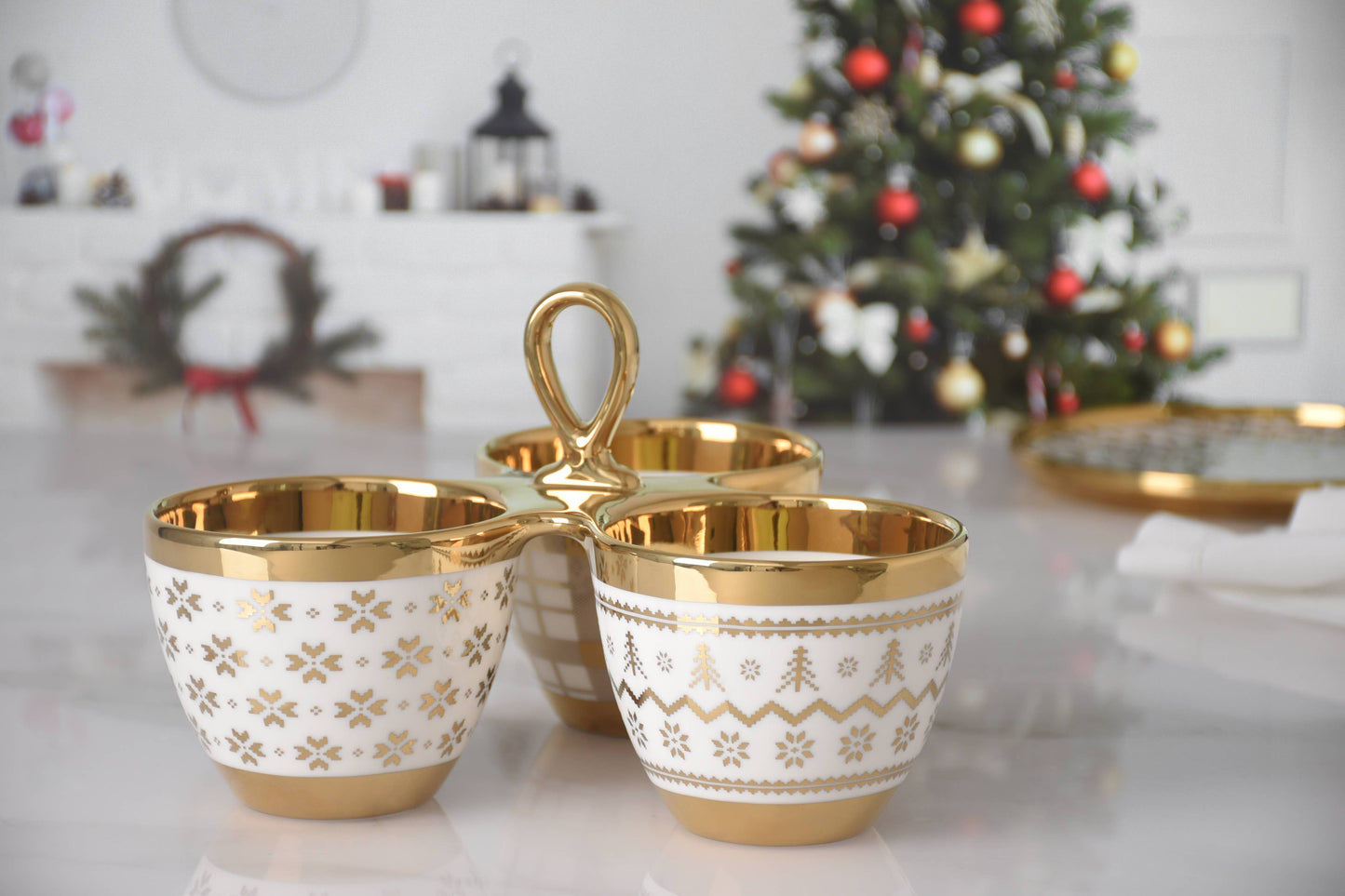 3 Part Server Set Gold Trim