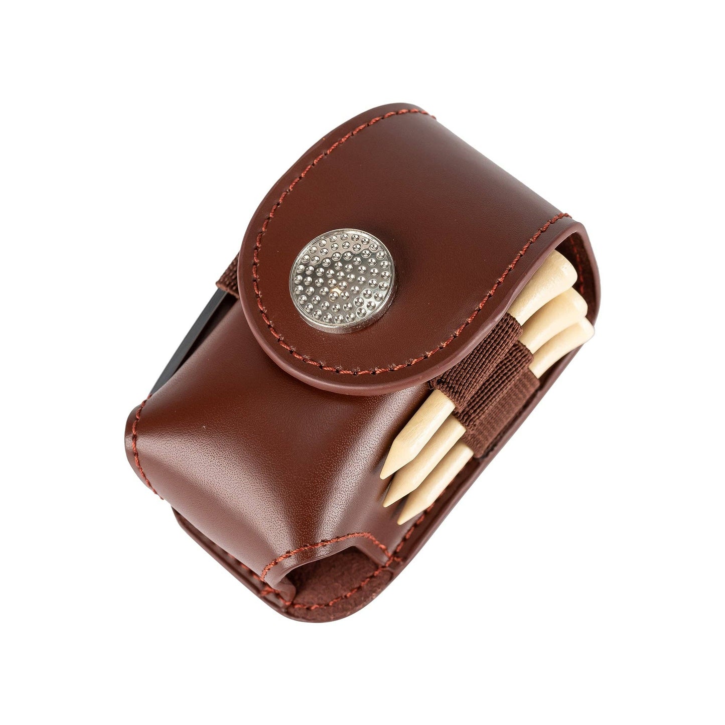 Golf Ball Caddy | Leather Golf Ball & Tee Carry Case: Brown