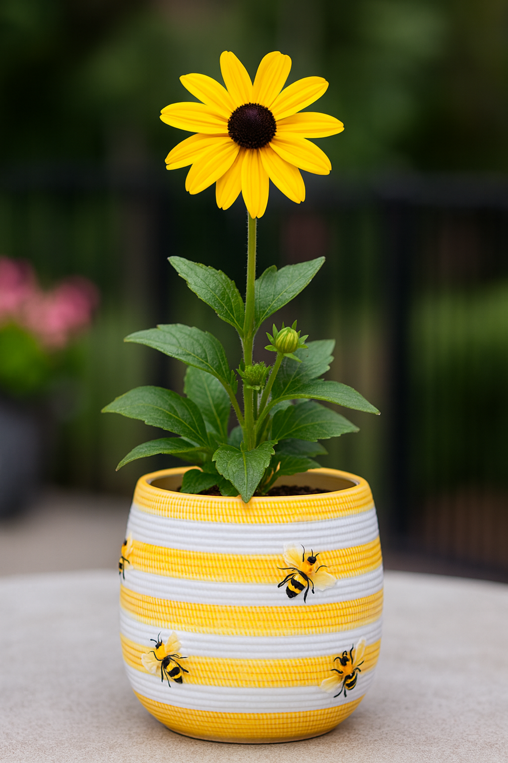 Yellow Striped Bee Planter