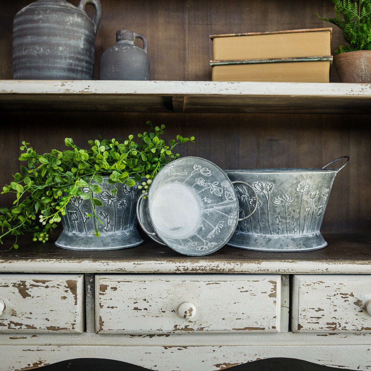 TWO HANDLE FLOWER BUCKET - Sold Separately