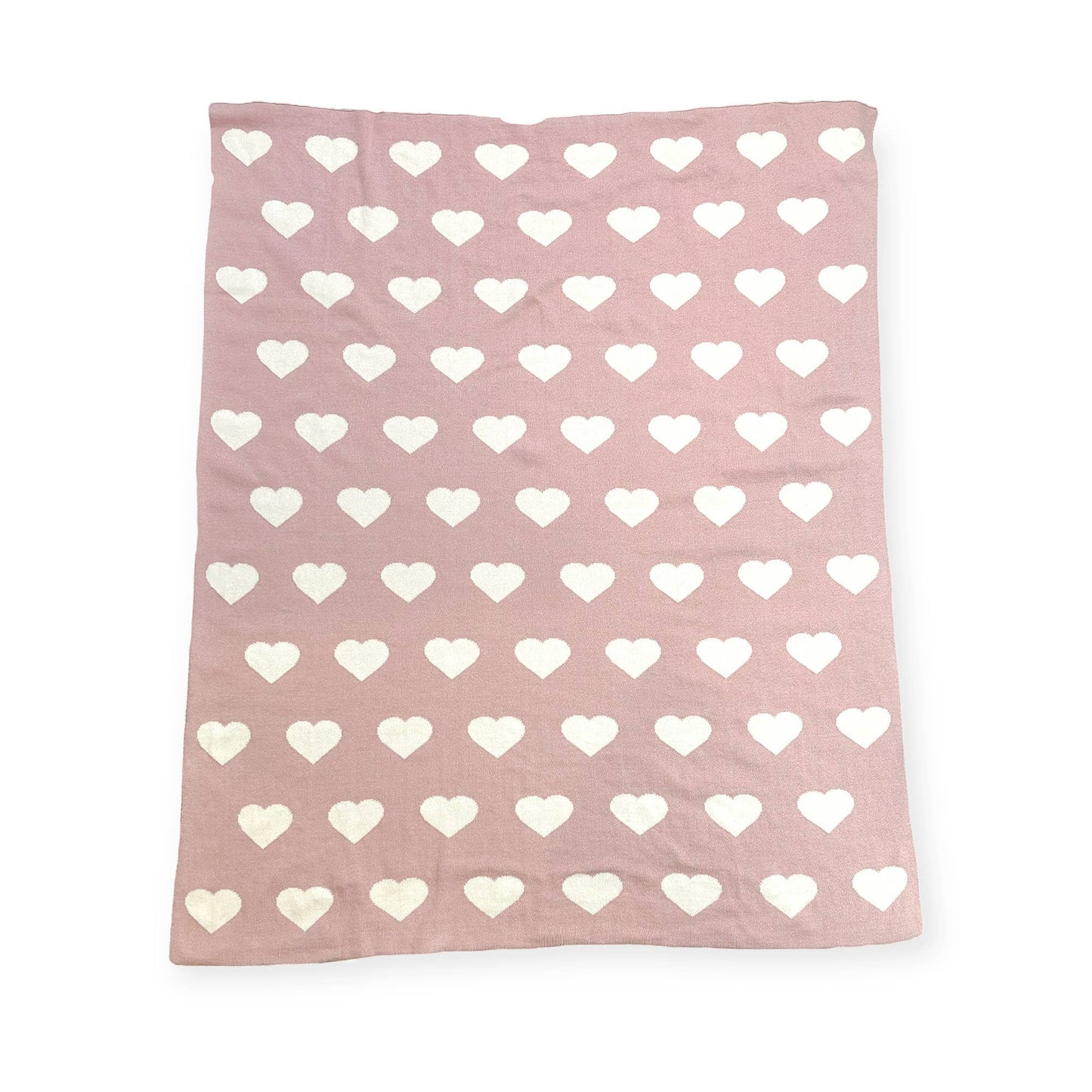 Hearts Reversible Jacquard Knit Baby Blanket (Organic Cotton