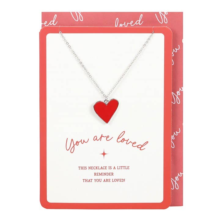 You Are Loved Heart Pendant Necklace Greeting Card