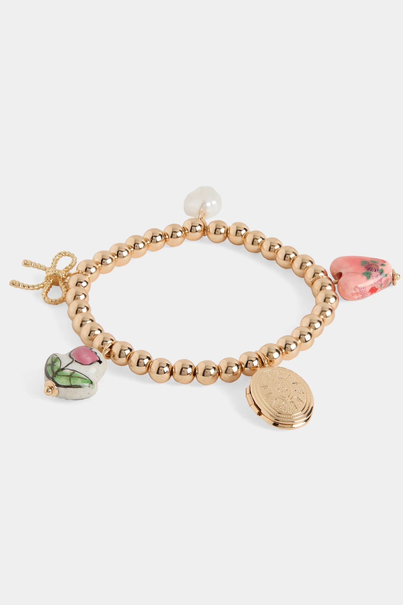 Charming Blossom Stretch Locket Bracelet - pink