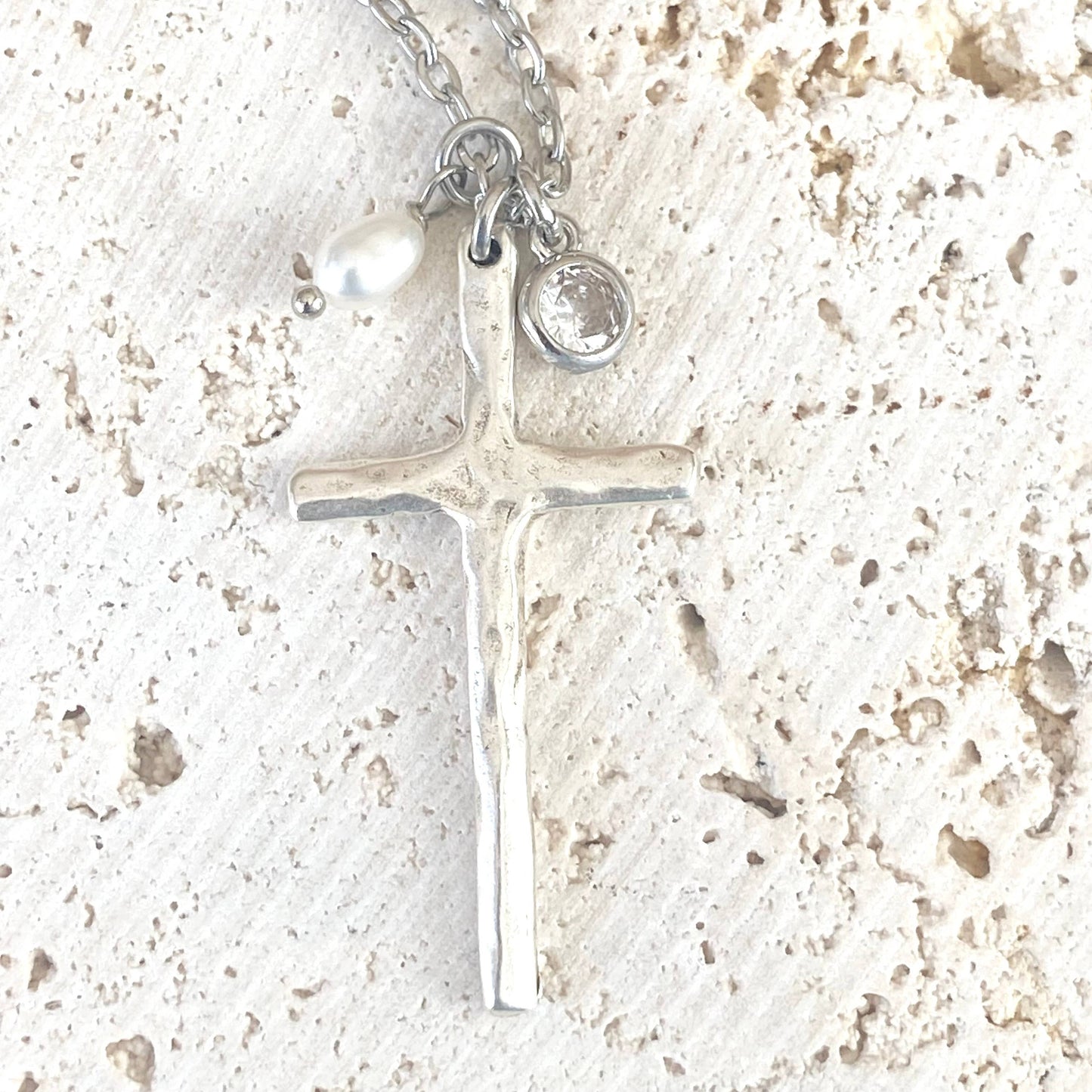 Cross necklace religious jewelry pearl