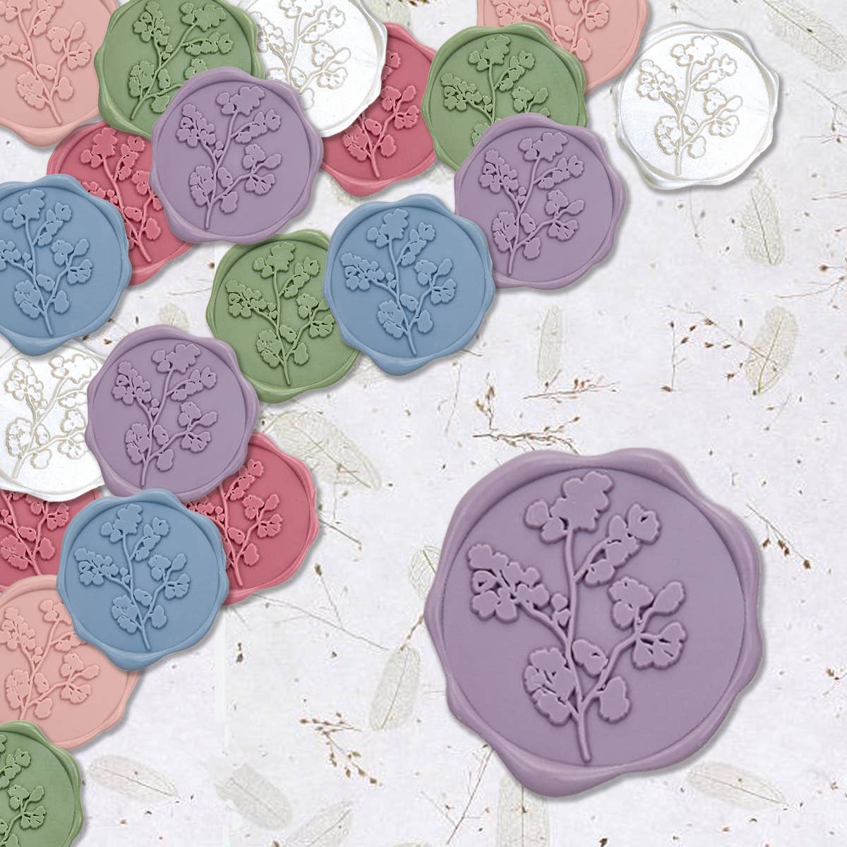 Maidenhair Adhesive Wax Seal Stickers 1 1/4" - 25 Pk