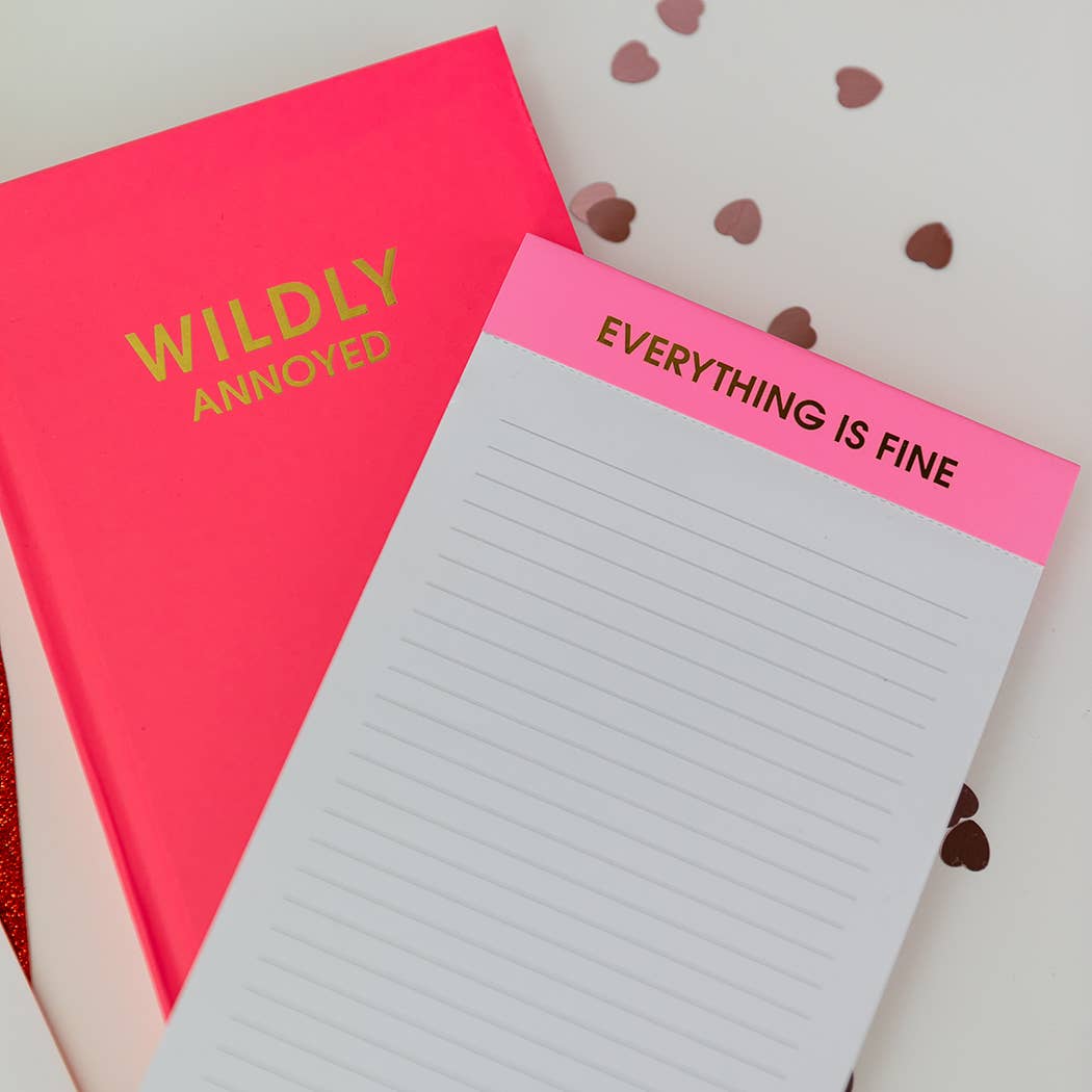 Chez Gagné - Everything Is Fine - Lined Notepad - Pink - 65 perforated pages - 5x8