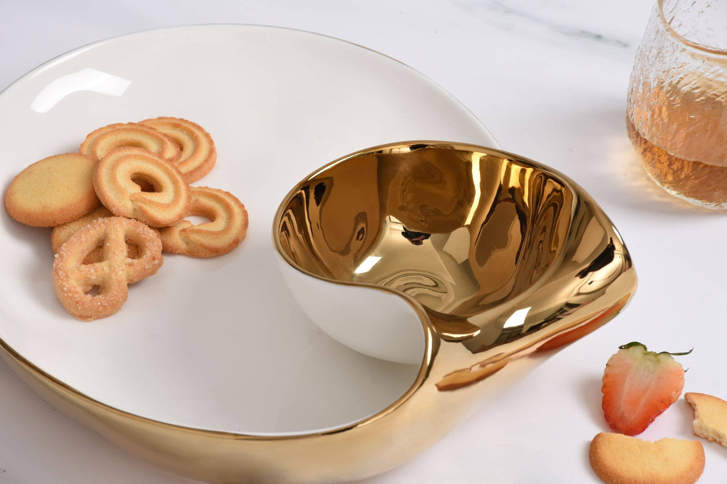 Chip & Dip Set Gold Trim