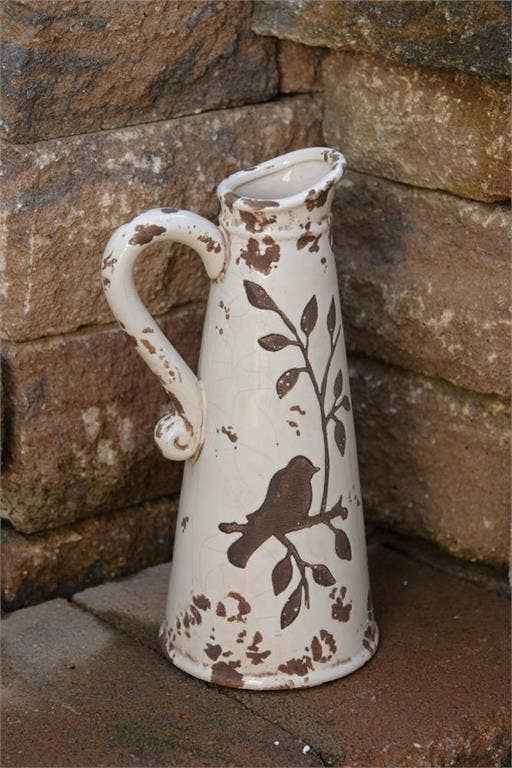 Pottery - Birds N Branches Pitcher White (PC)