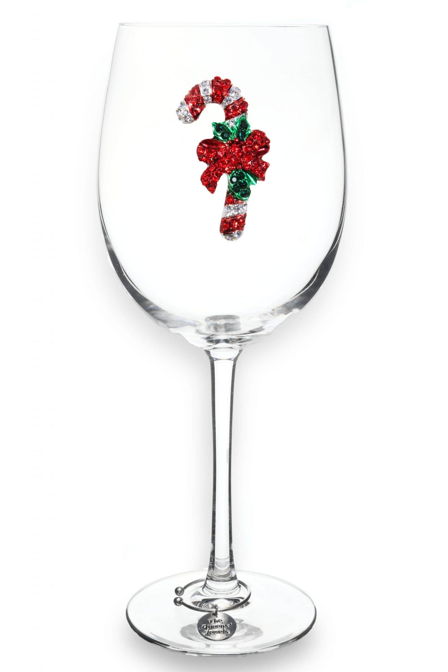 Candy Cane Christmas Holiday Jeweled Stemmed Wine Glass