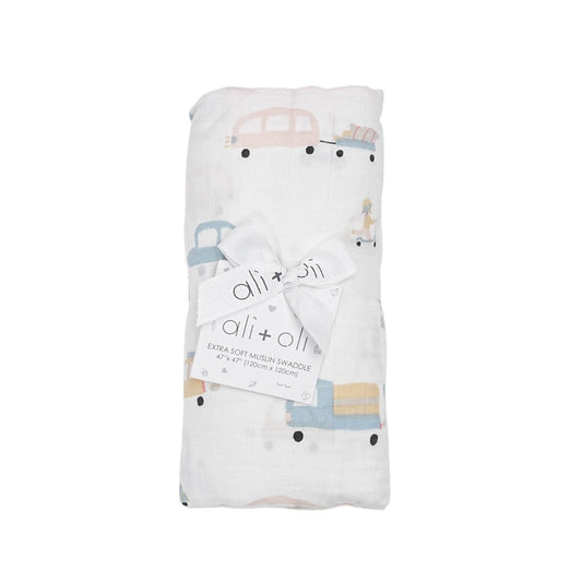 Bamboo Muslin Swaddle Blanket Automobile