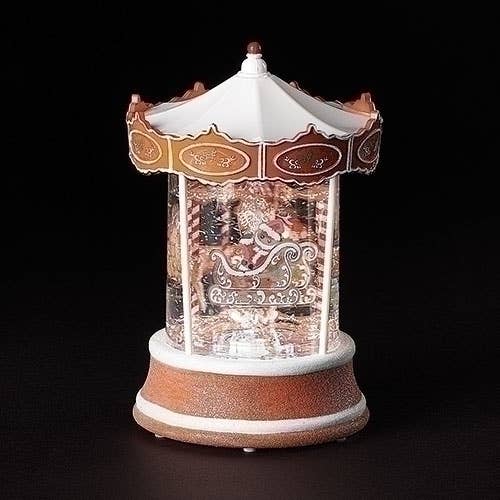 Gingerbread Swirl Carousel w/ Santa Lantern