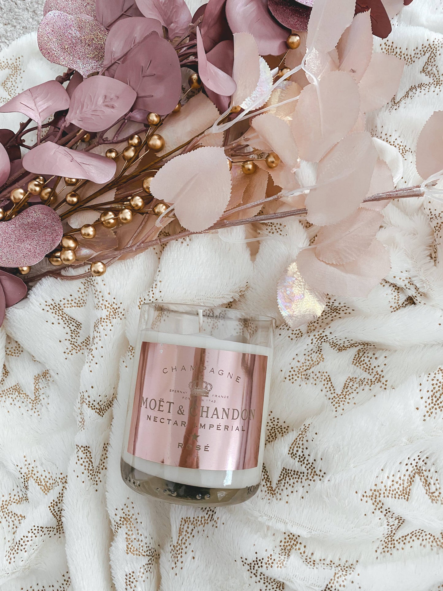 Recycled Moet Rose Candle