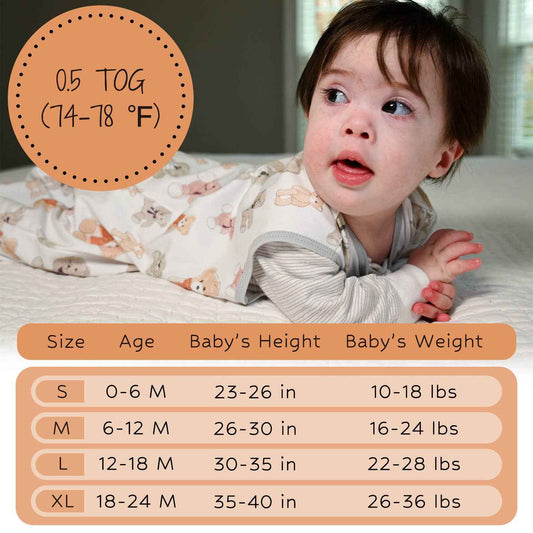 LollyBanks - Bear Hugs Baby Sleep Sack, 100% Organic Cotton