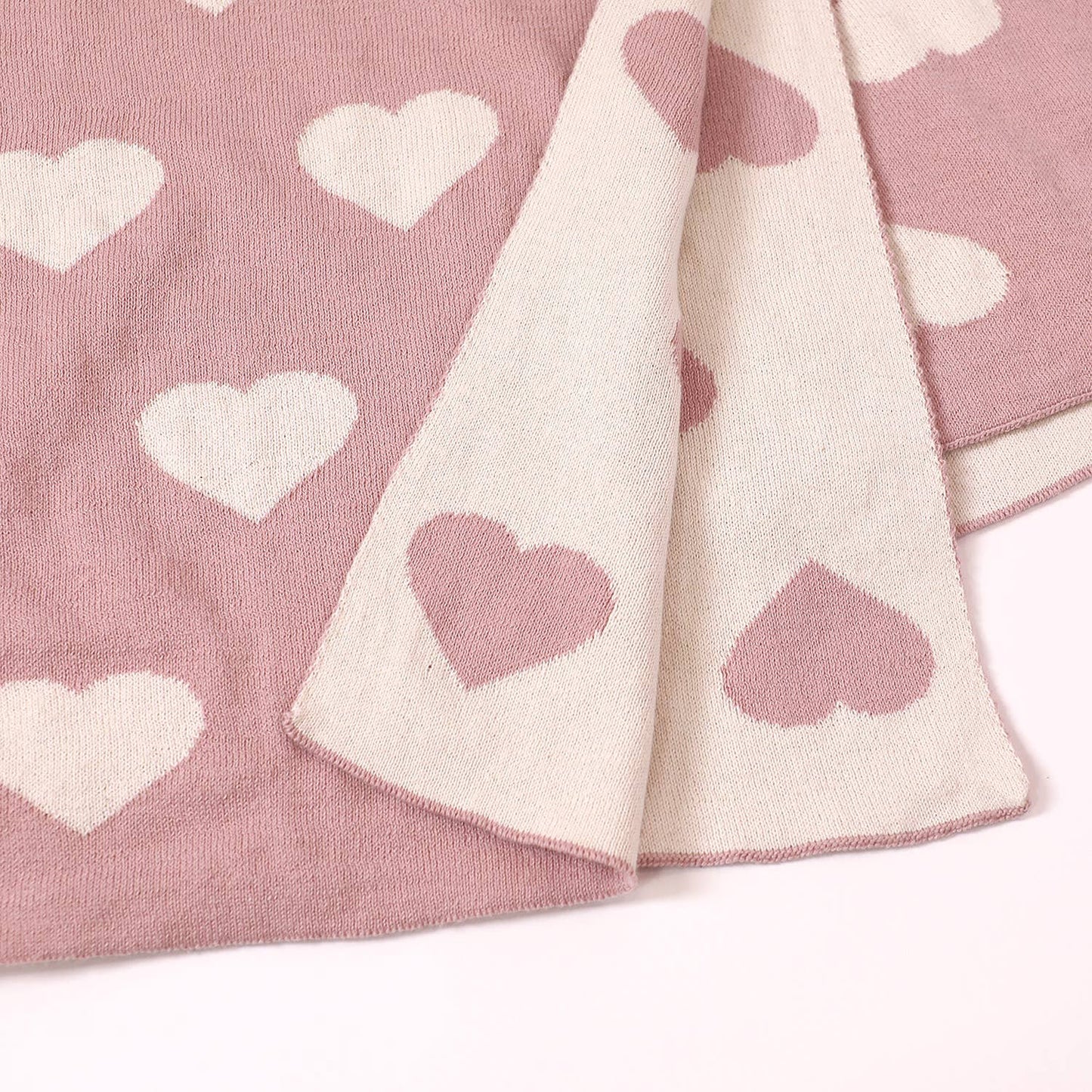 Hearts Reversible Jacquard Knit Baby Blanket (Organic Cotton