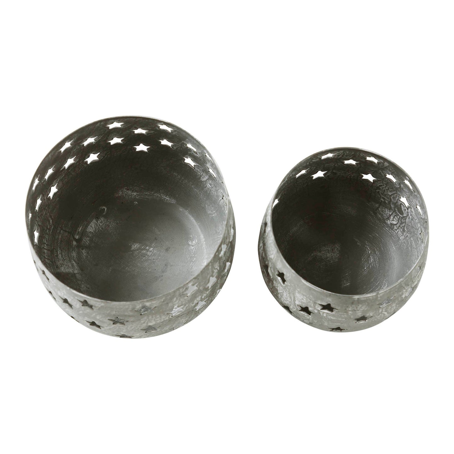 Votive Candle Holder Stars Antique Grey Set of 2