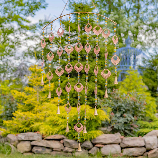 6 Assorted Gold Metal Curtain Wind Chimes with Dangling Bell