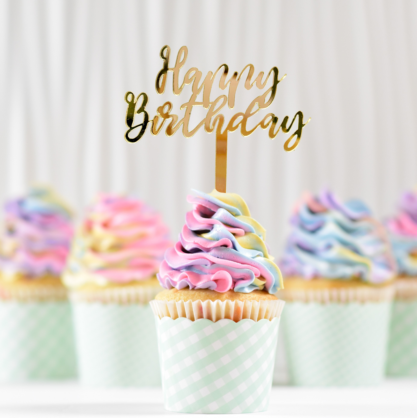 Happy Birthday Gold Mini Cake Topper