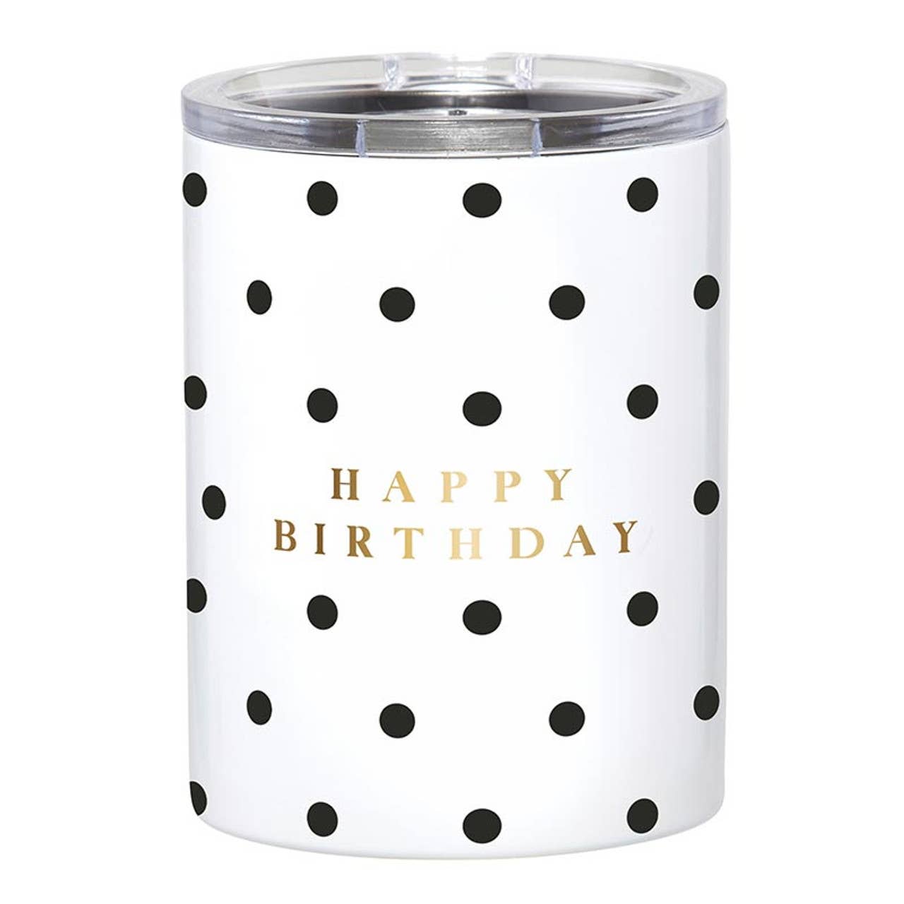 Stainless Steel Tumbler - Happy Birthday - Dots: Stainless Steel / 4.5" H, 12 oz