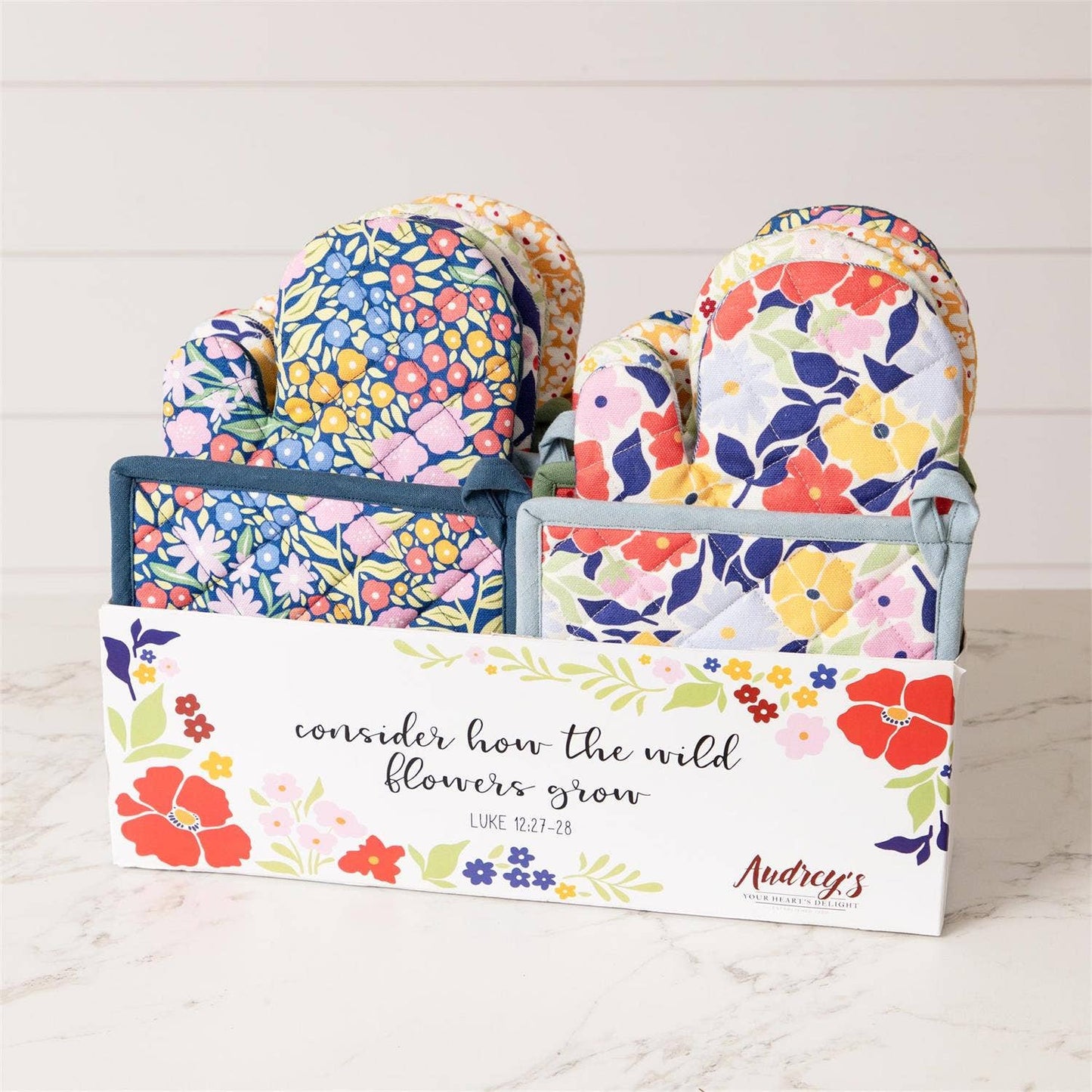 Oven Mitts And Pot Holders Bundle - Fun Floral assorted