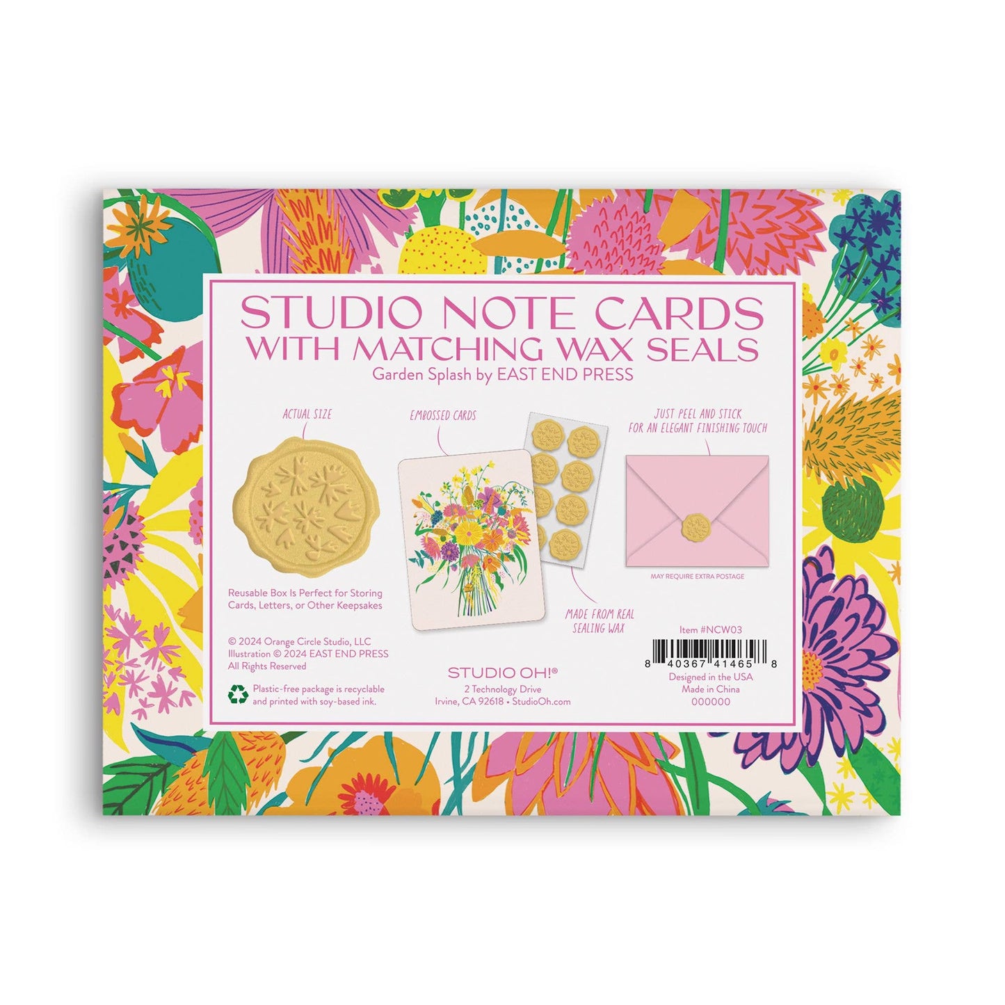 Garden Splash Studio Note Cards with Matching Wax Seals