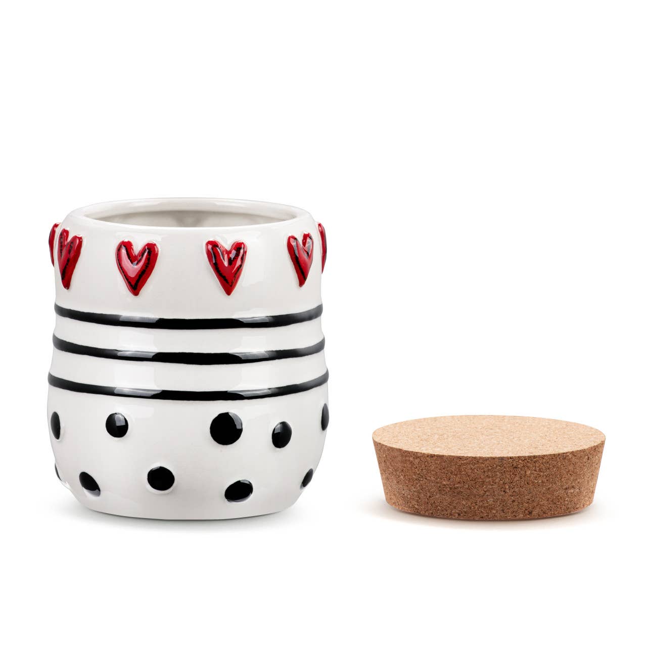 Dots & Hearts Sm Cork Lid Canister