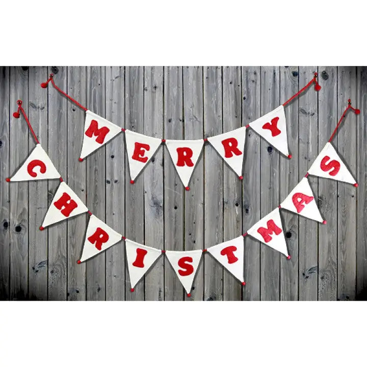 Merry Christmas White Triangle Banner