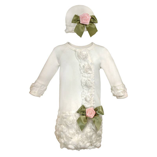 Gown & Hat Set, 0-6 months