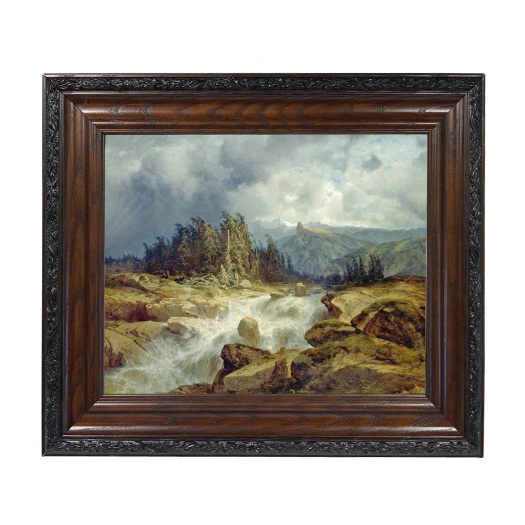 Mountain Landscape with Pines Oil Painting Print on Canvas