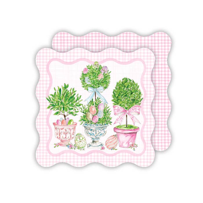 Easter Topiaries in Pots Eggs and Bunnies Coasters -RosanneBeck Collections