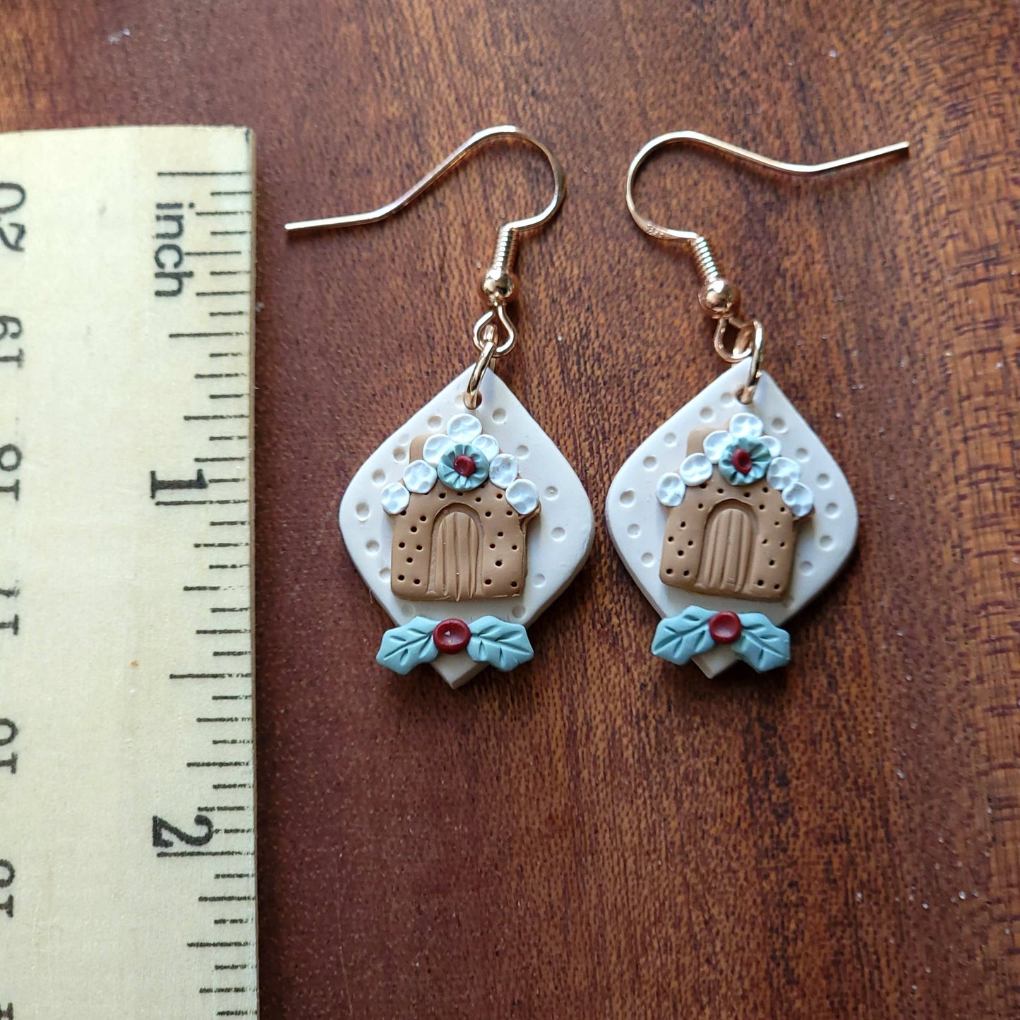 Hand Crafted Gingerbread House Earrings