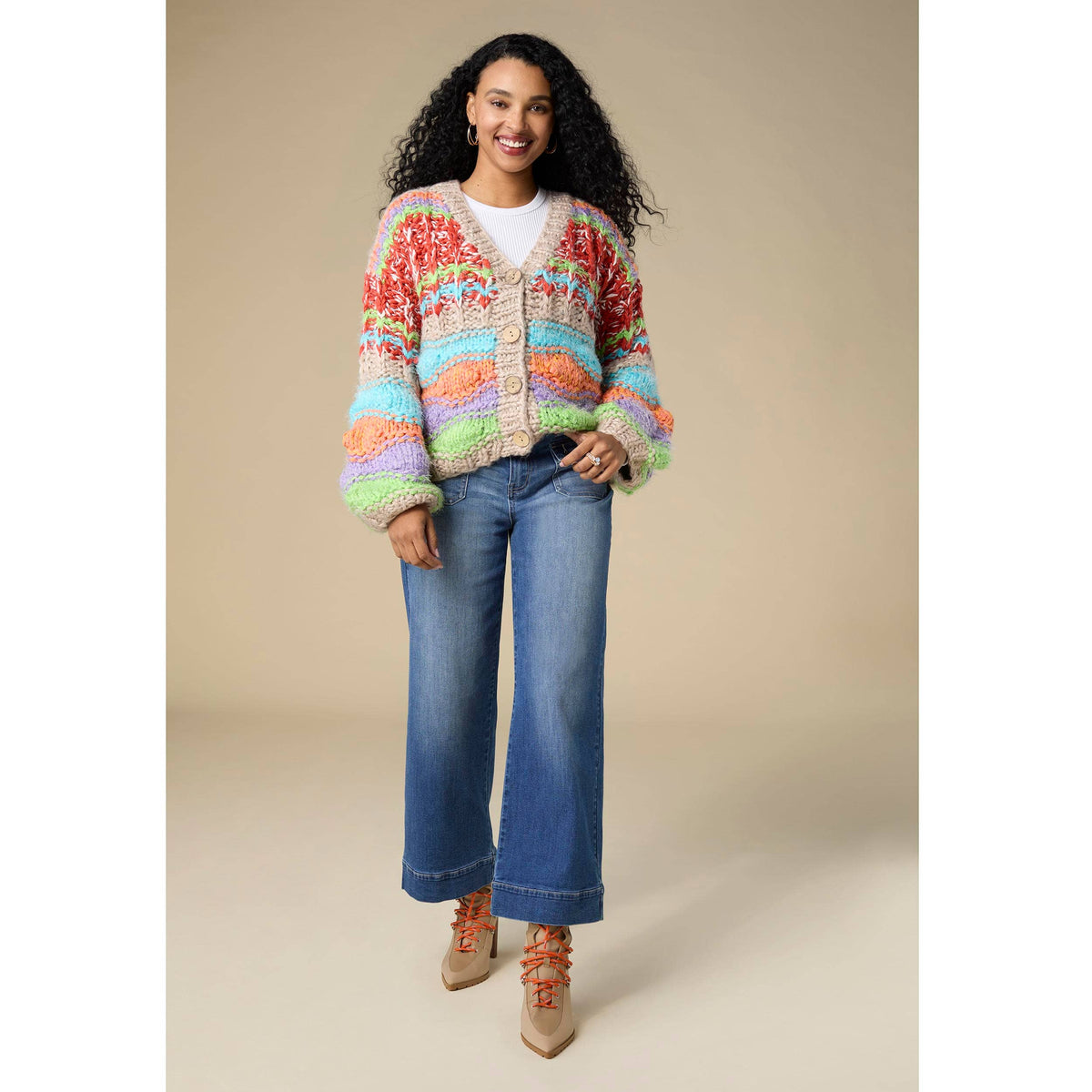 Maloti Chunky Button Front Cardigan
