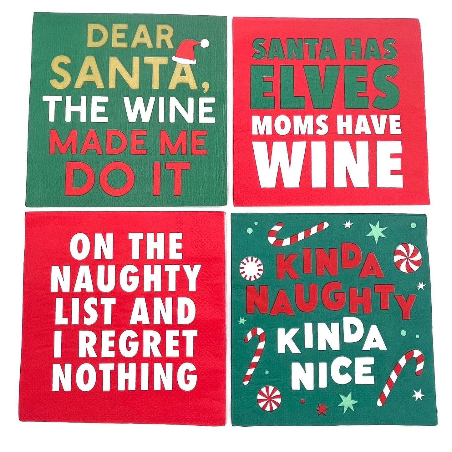 Christmas Cocktail Funny Napkins | I Regret Nothing