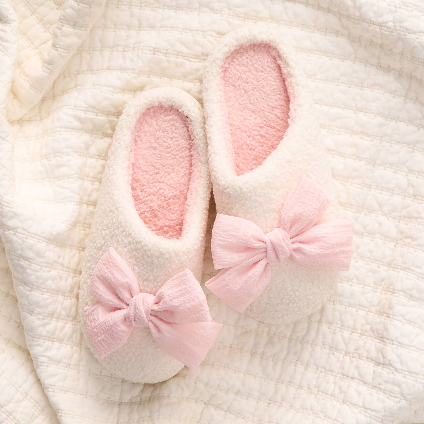 Fuzzy Slippers-Betty Bow Blush