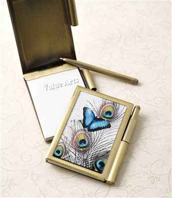 Blue Butterfly And Feather Design Stationery