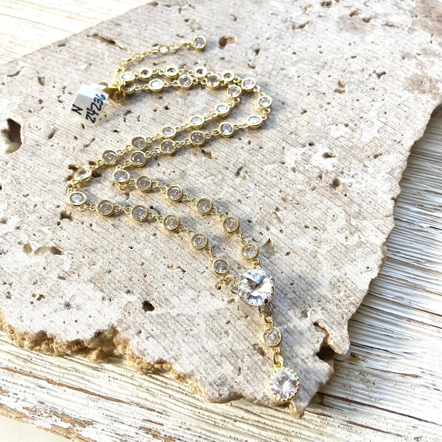 Gold cz chain crystal connector