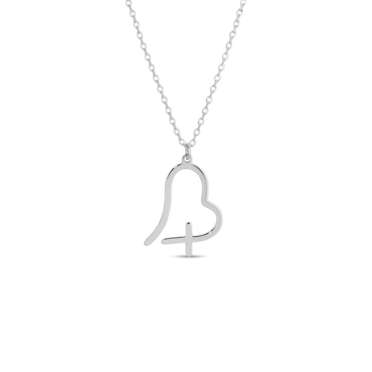 Collar con colgante de corazón y cruz de forma libre