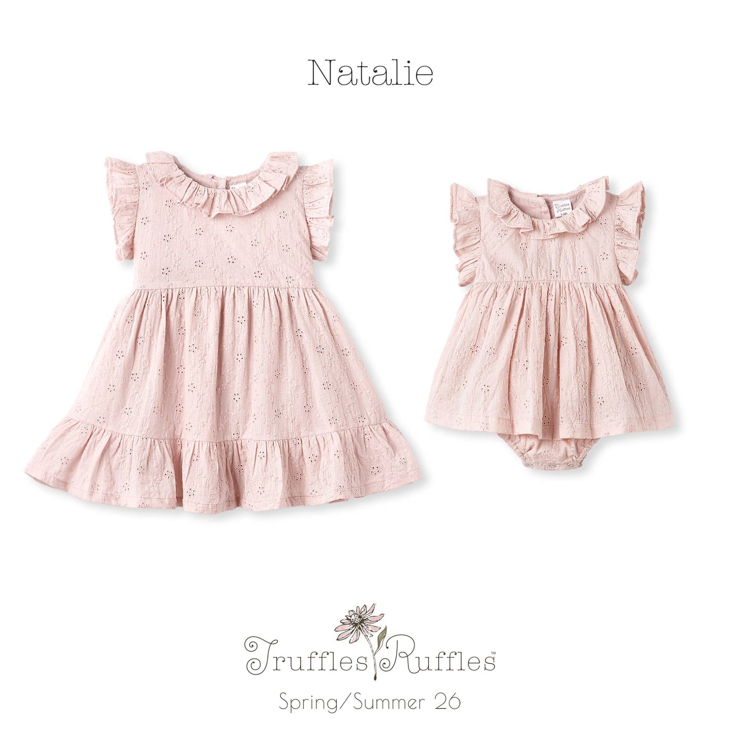 Eyelet Girl's Cotton Dress for Special Occasions - Pink: 3T