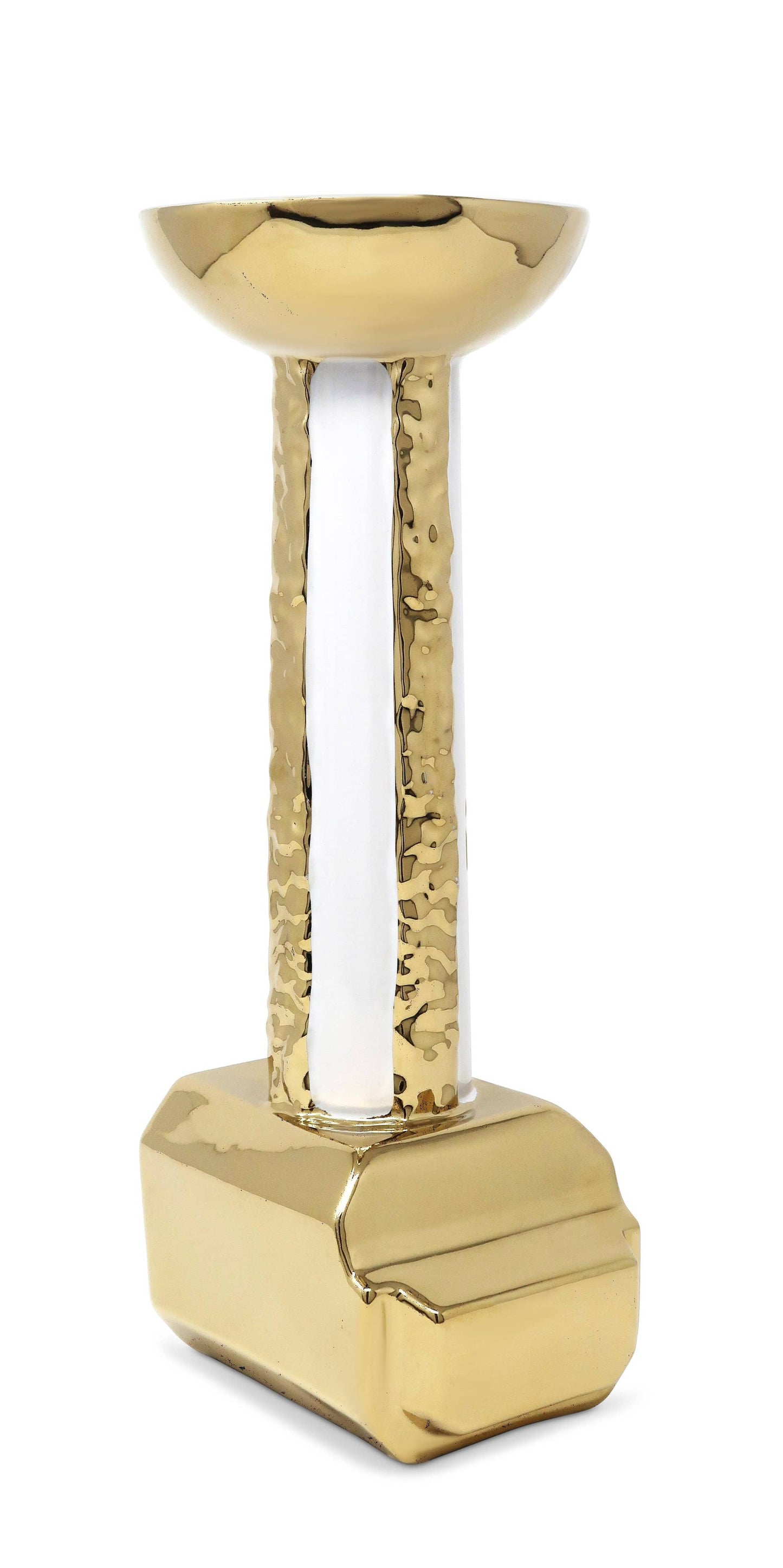 Gold and White Candle Holder Stand