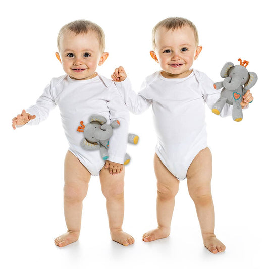 We are Twins Gift Set w Book and 2 Plush Elephant Rattles