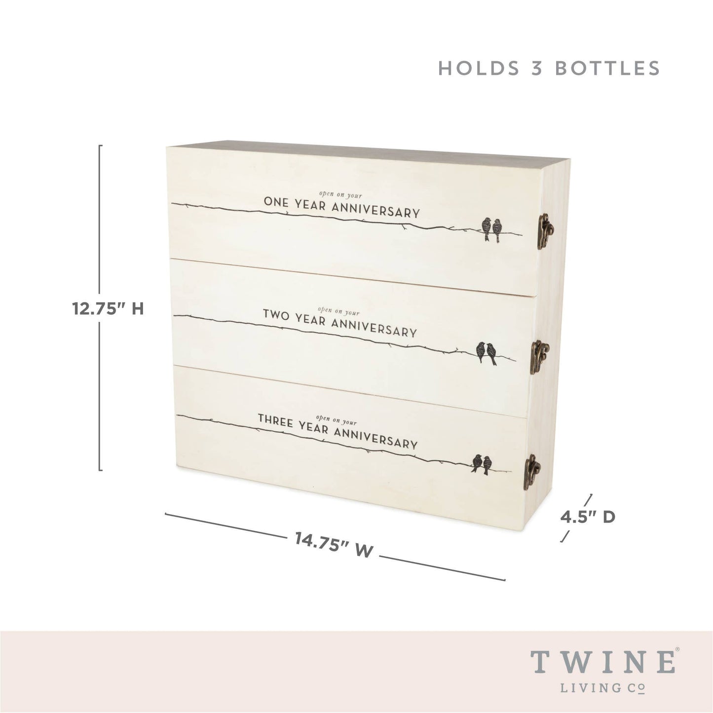 Newlyweds Anniversary Pine Wood Wine Bottle Gift Box