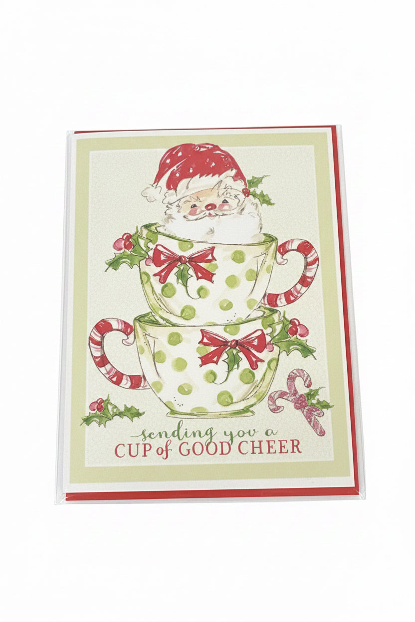 Sending you a Cop of Good Cheer Santa in a Cup Greeting Card